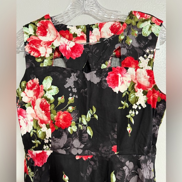 Women's Summer Printed Dress Sleeveless Retro Dress Medium Length Dress - Picture 5 of 10